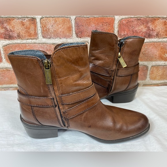 Bussola Antwerpen Rust Brown Leather Womens Ankle Boots Zip Buckle EU40 US 9-9.5 - Picture 6 of 9
